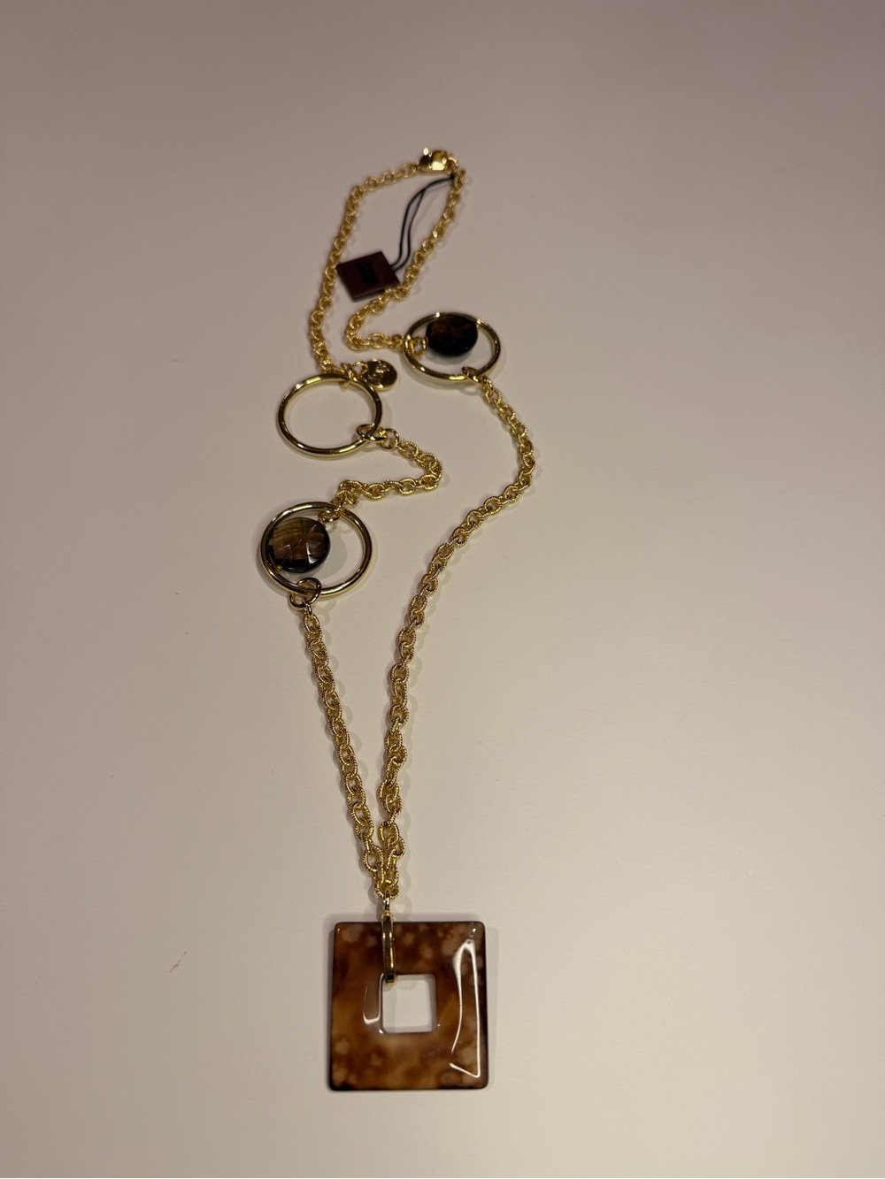 1AR Vintage 18k Gold Plated Italian Station Necklace